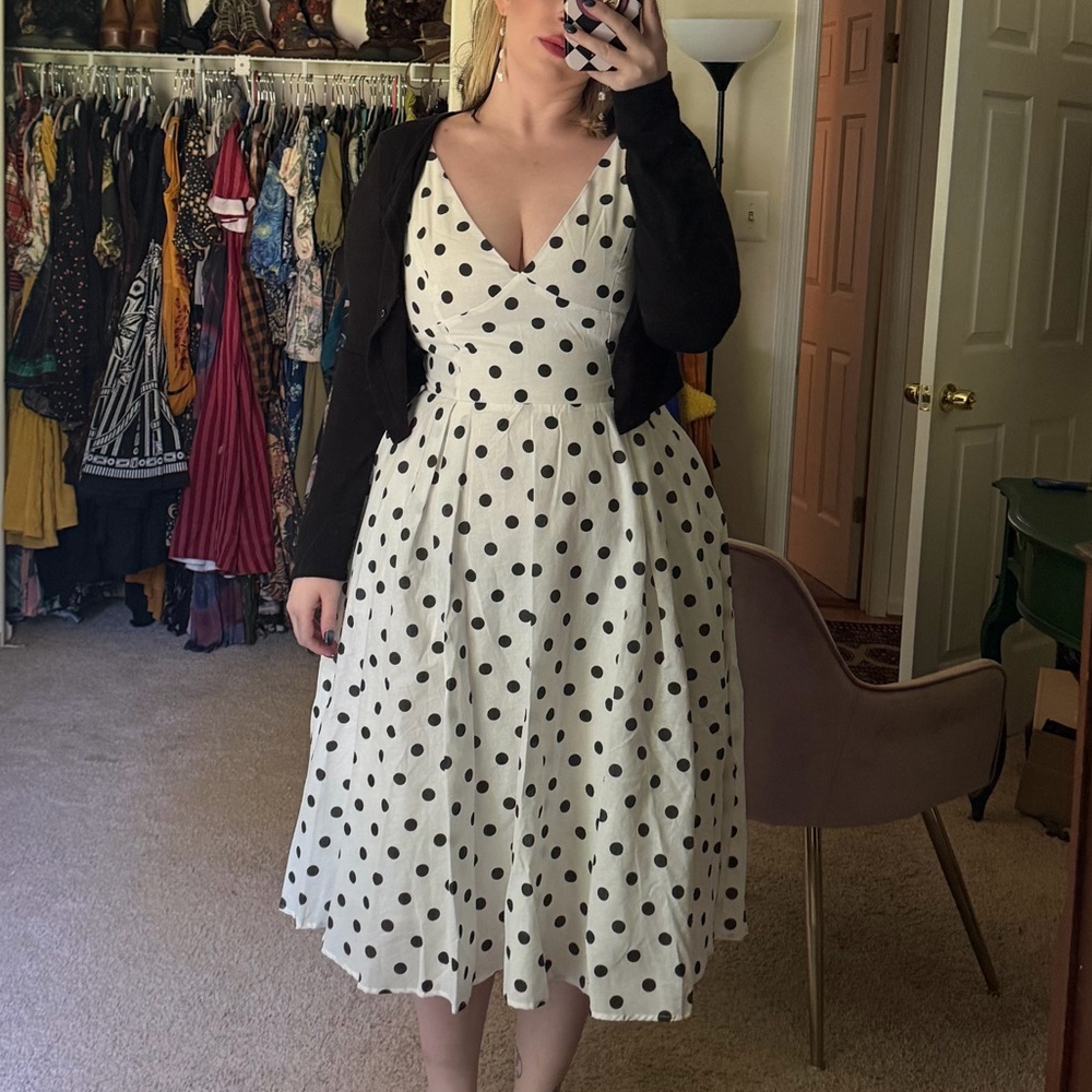 Polka dot linen dress